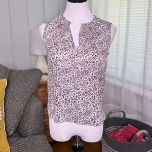 Rebecca Taylor silk floral key hole sleeveless blouse D1-21